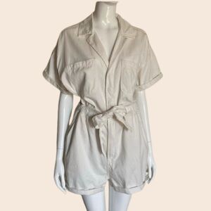 Urban Outfitters White/ Cream Utility Playsuit-romper Size Medium